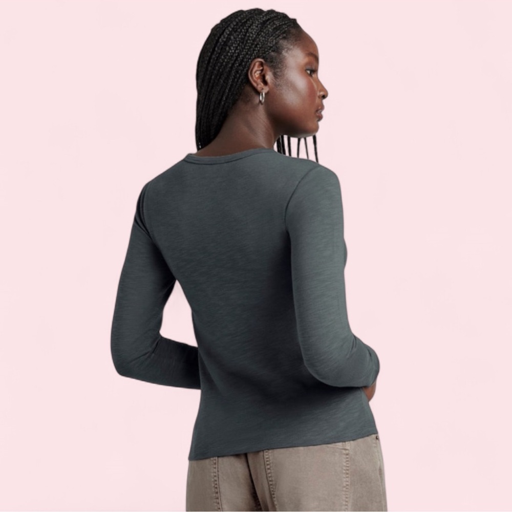 Splendid‎ Ribbed Long Sleeve Tee Forest Green Size L | Minimalist Capsule Basic - Picture 3 of 7